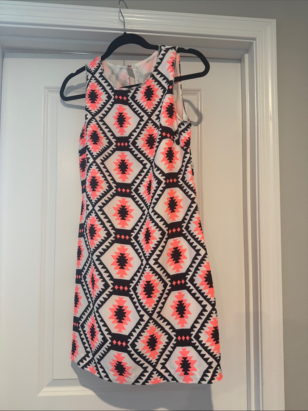 Francesca's Collections Girls Tribal Shift Dress in Coral and Black